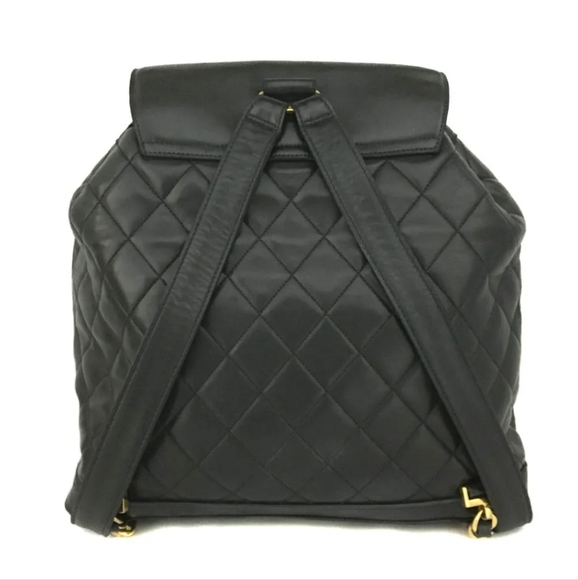 CHANEL Quilted Matelasse CC Logo Lambskin Backpack Black - Picture 4 of 11